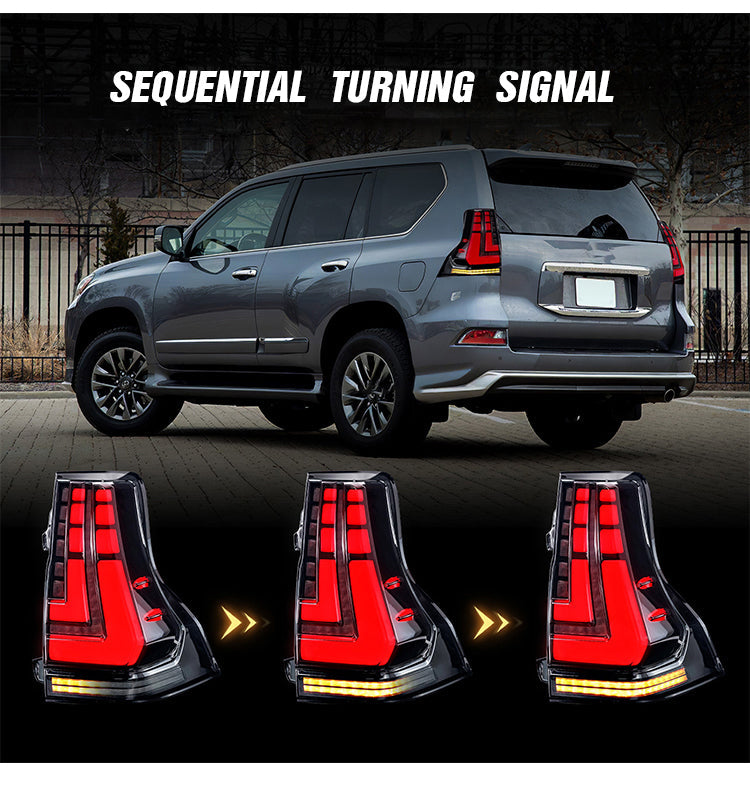 TT-ABC - Tail Lights With Flowing Lines Led For Toyota prado 2010-2020 (Smoked/Red)-Toyota-TT-ABC-TT-ABC