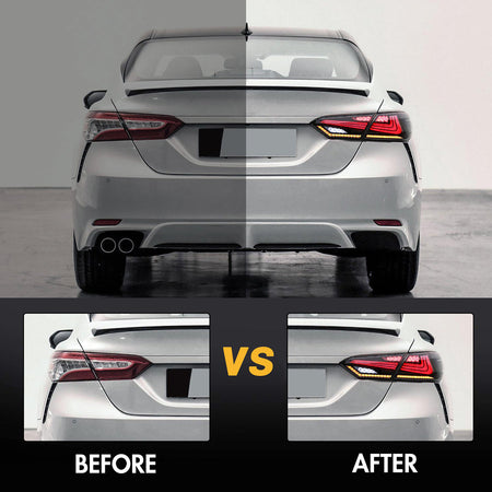 TT-ABC - New Accessories for 2018-2021 Toyota Camry Tail Light Assembly SE XSE LE Lexus Style Smoke Rear Led Lights Replacement Custom 8th Gen Taillight DRL Sequential Turn Signals Dynamic Startup Retrofit Lamp V4-Toyota-TT-ABC-TT-ABC