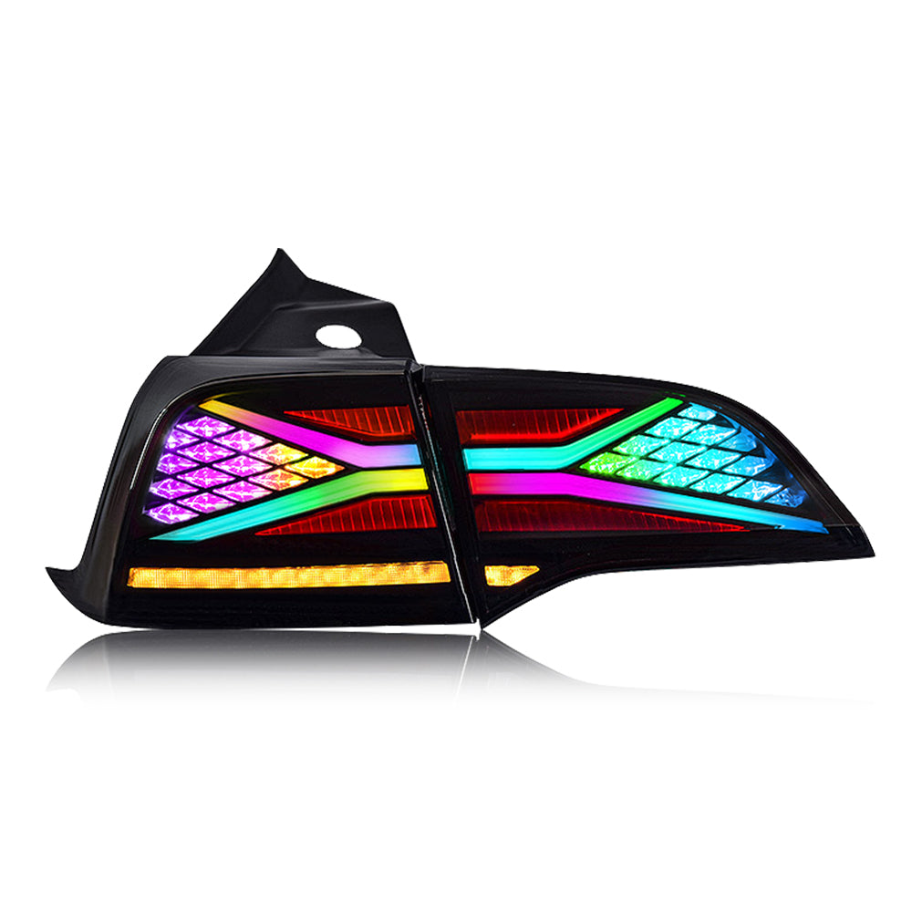 Rgb Led Rear RGB LED Tail Lights For Tesla Model 3 Model Y 2017-2021 Rear Lamp ...