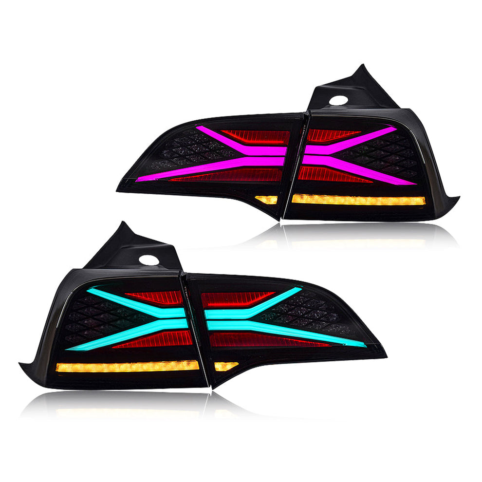 RGB LED Tail Lights For Tesla Model 3 Model Y 2017-2021 Rear Lamp ...