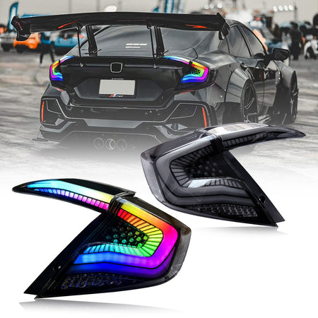 RGB Tail Lights for 2016-2021 Honda Civic 10th Gen Tail Lights for Civic Sedans Only-Honda-TT-ABC