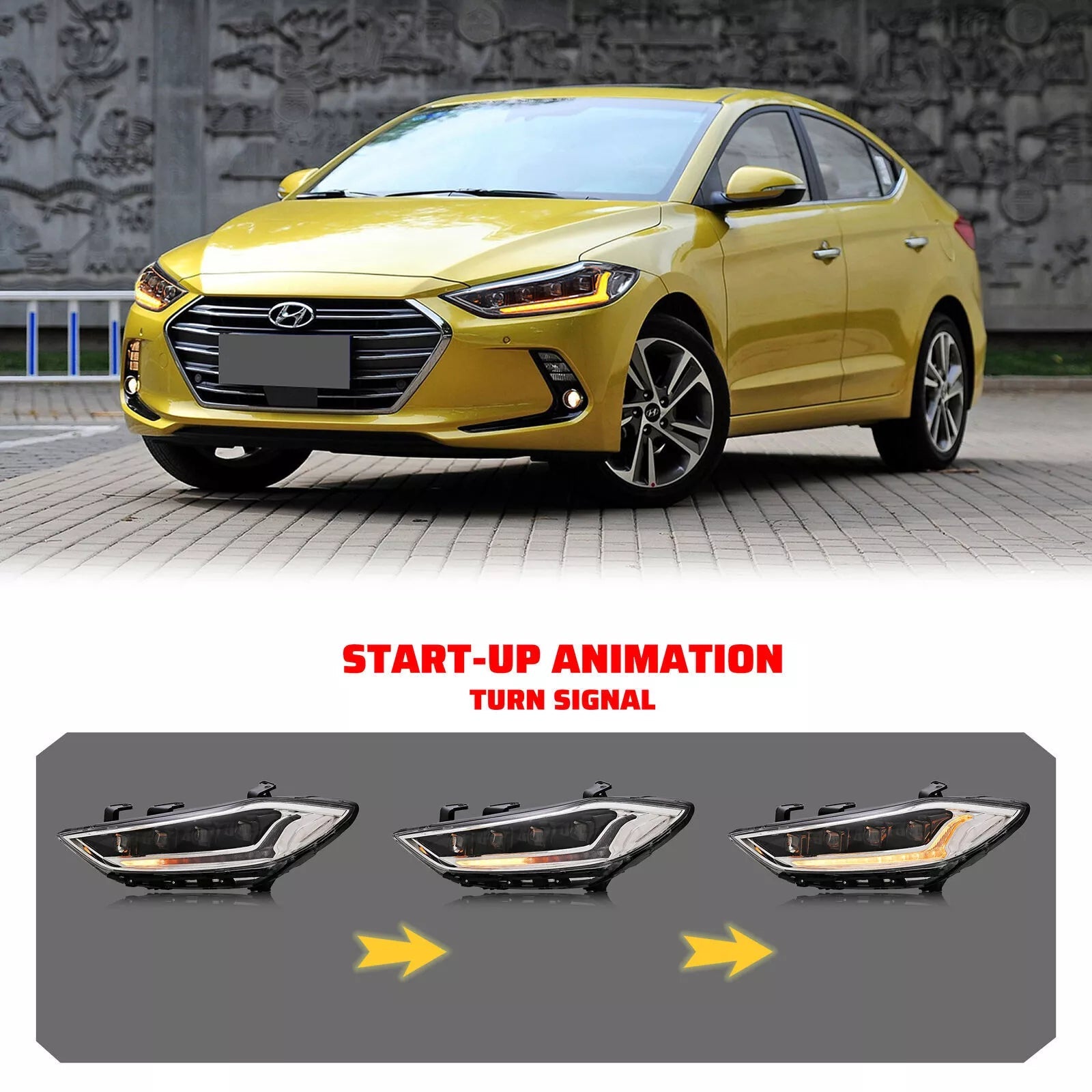 TT-ABC Devil eyes Headlight For 2017 2018 Hyundai Elantra Headlights With Dynamic Animation Lights-Hyundai-TT-ABC