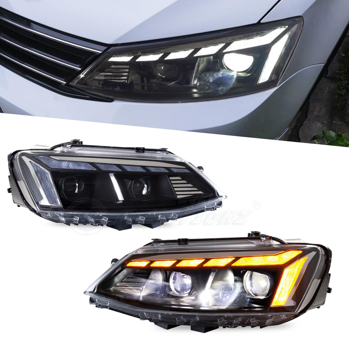 TT-ABC LED Headlight Assembly for 2012-2018 VW Volkswagen Jetta MK6 With Startup Animation Sequential Turn Signal-Volkswagen-TT-ABC