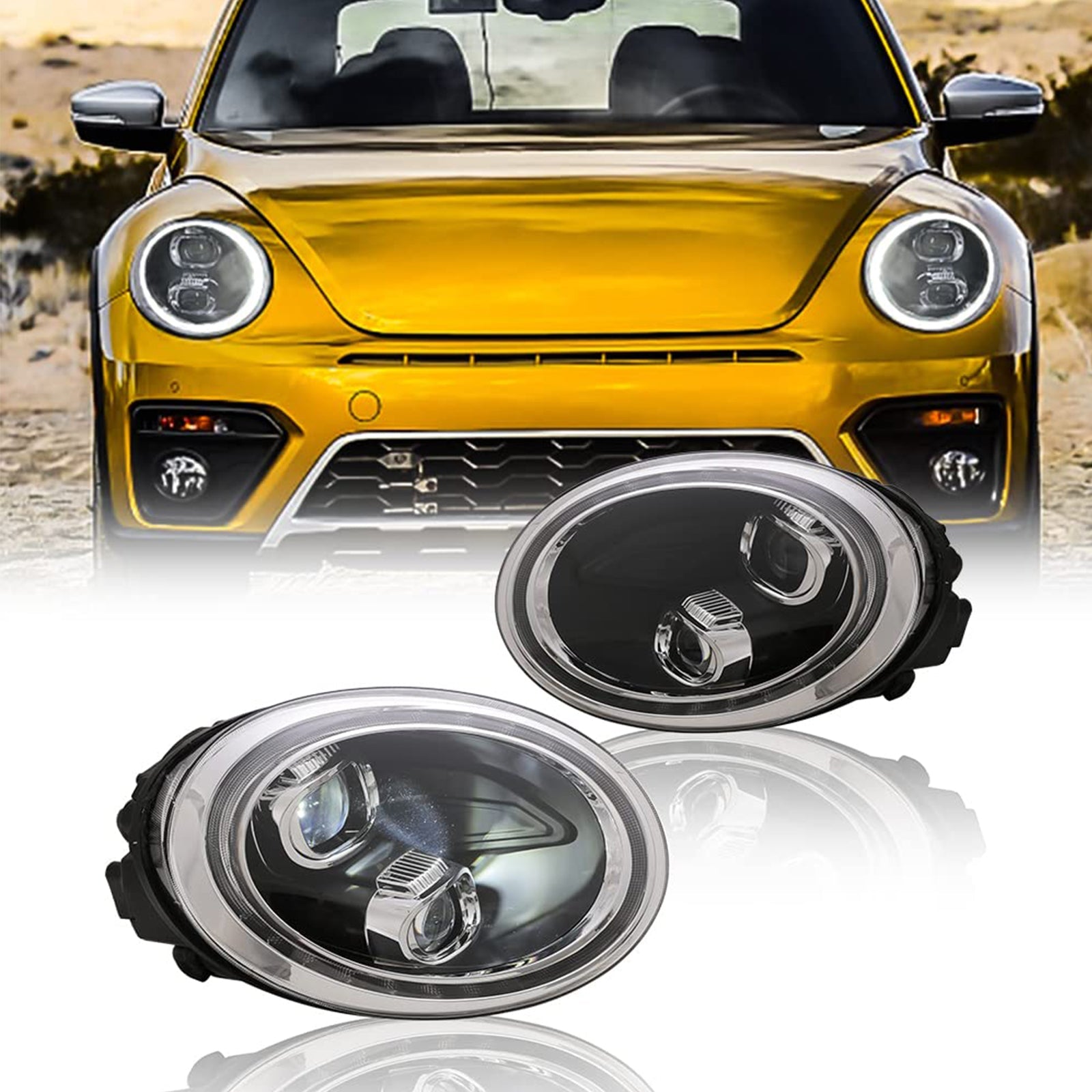 TT-ABC LED Headlight for 2012-2019 Volkswagen VW Beetle Start-up Animation Sequential Indicator Front Lamps Assembly-Volkswagen-TT-ABC