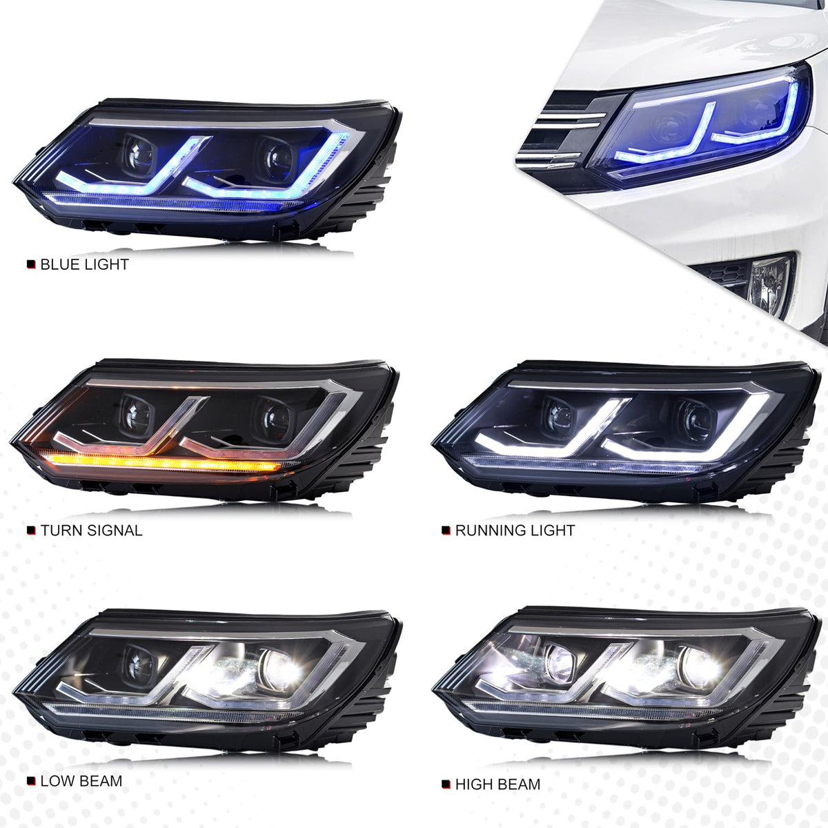 TT-ABC LED Headlight for 2012-2017 Volkswagen Tiguan Start Animation Sequence Signal Accessory HeadLamp Assembly-Volkswagen-TT-ABC