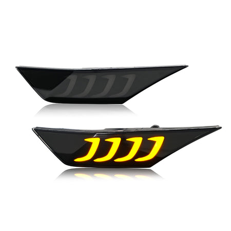 TT-ABC LED Side Marker Lights For 2016-2021 Honda Civic Sedan/Coupe/Hatchback Smoked Lens Yellow LED Turn Signal-Honda-TT-ABC