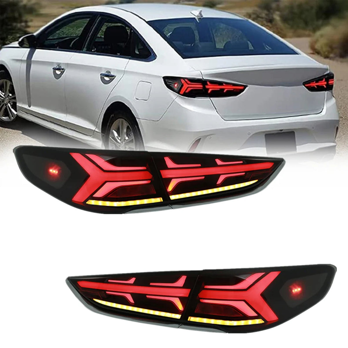 TT-ABC LED Tail Lights For 2018 2019 Hyundai Sonata Start-up Animation DRL Sequential Indicator Rear Lamp Assembly-Hyundai-TT-ABC