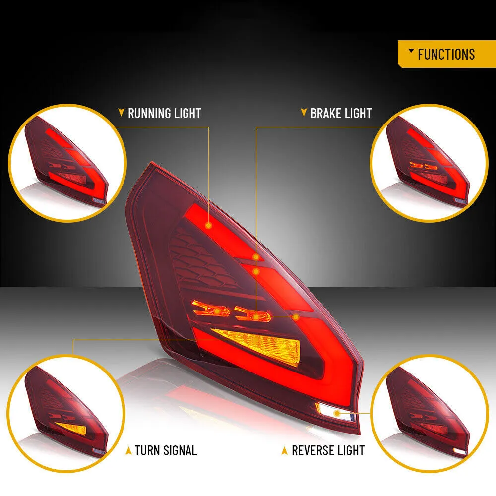 TT-ABC LED Tail Lights for 2008-2019 Ford Fiesta Hatchback SE ST Sequential Start-up Animation Rear Lamps Assembly-Ford-TT-ABC