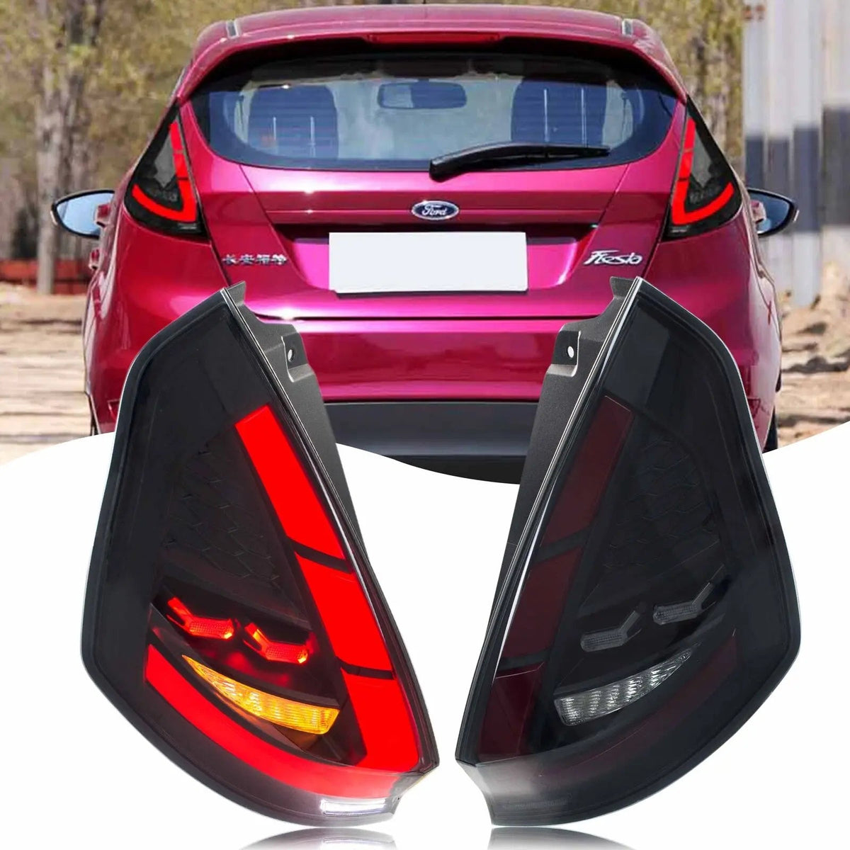 TT-ABC LED Tail Lights for 2008-2019 Ford Fiesta Hatchback SE ST Sequential Start-up Animation Rear Lamps Assembly-Ford-TT-ABC