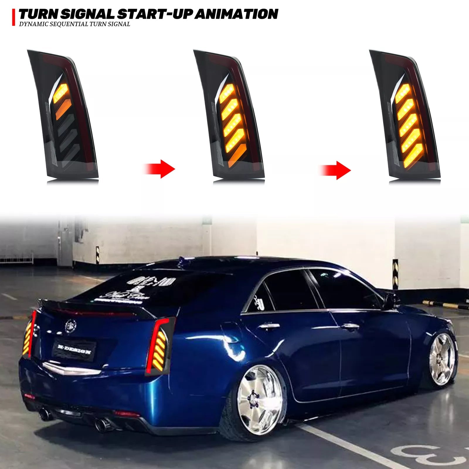 TT-ABC LED Tail Lights for 2013-2019 Cadillac ATS ATS-L Sedan 1th Gen Sequential Turn Signal Start-up Animation Rear Lamps Assembly-Cadillac-TT-ABC