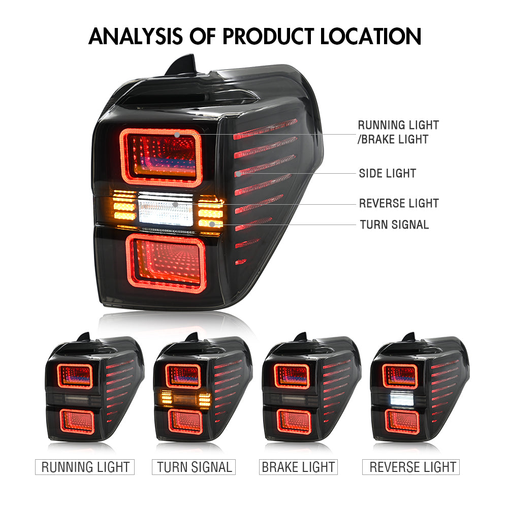 TT-ABC LED Tail Lights for Toyota 4Runner 2010-2023 [SR5,Trail,TRD,TRD Pro,Limited,Venture,Nightshade],w/3D Animation DRL/Sequential Turn Signal-4Runner-TT-ABC