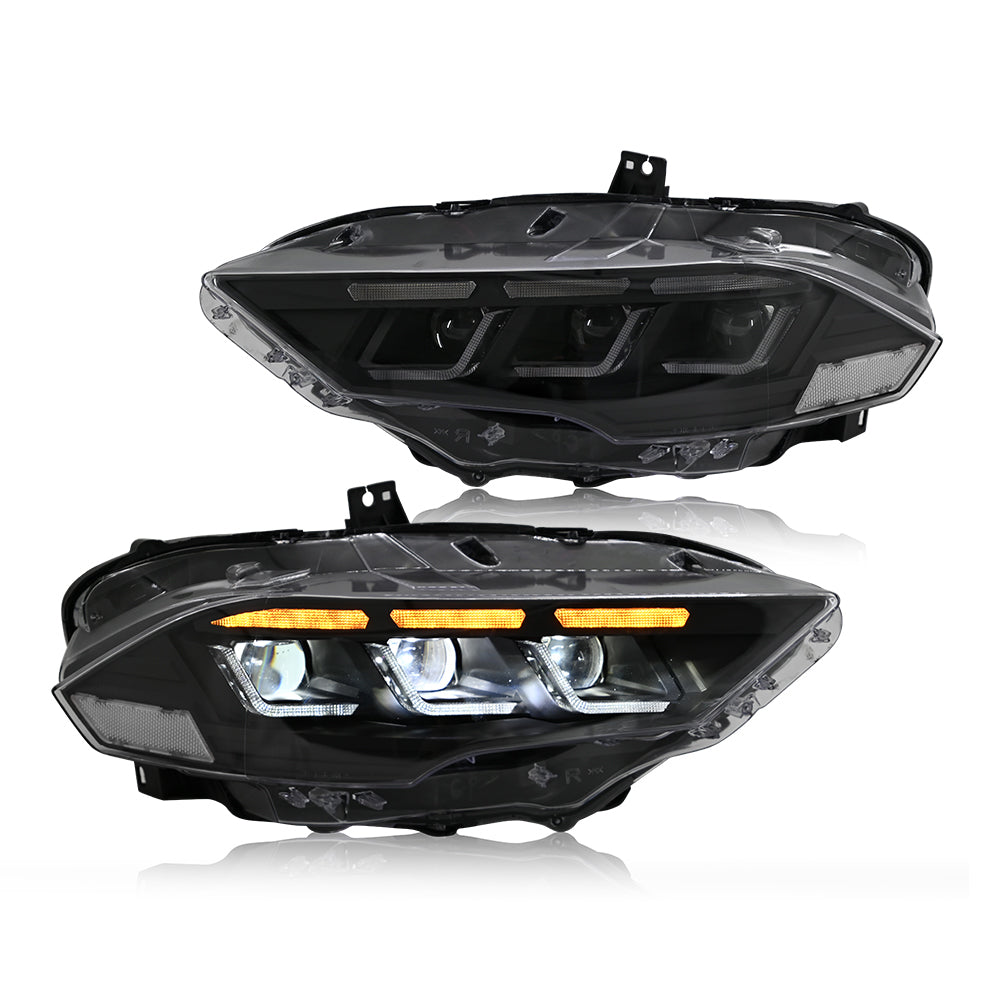 TT-ABC Led Headlight For 2018-2022 Ford Mustang S650 Projector Front Lamp Assembly with Triple Beam Len-Ford-TT-ABC