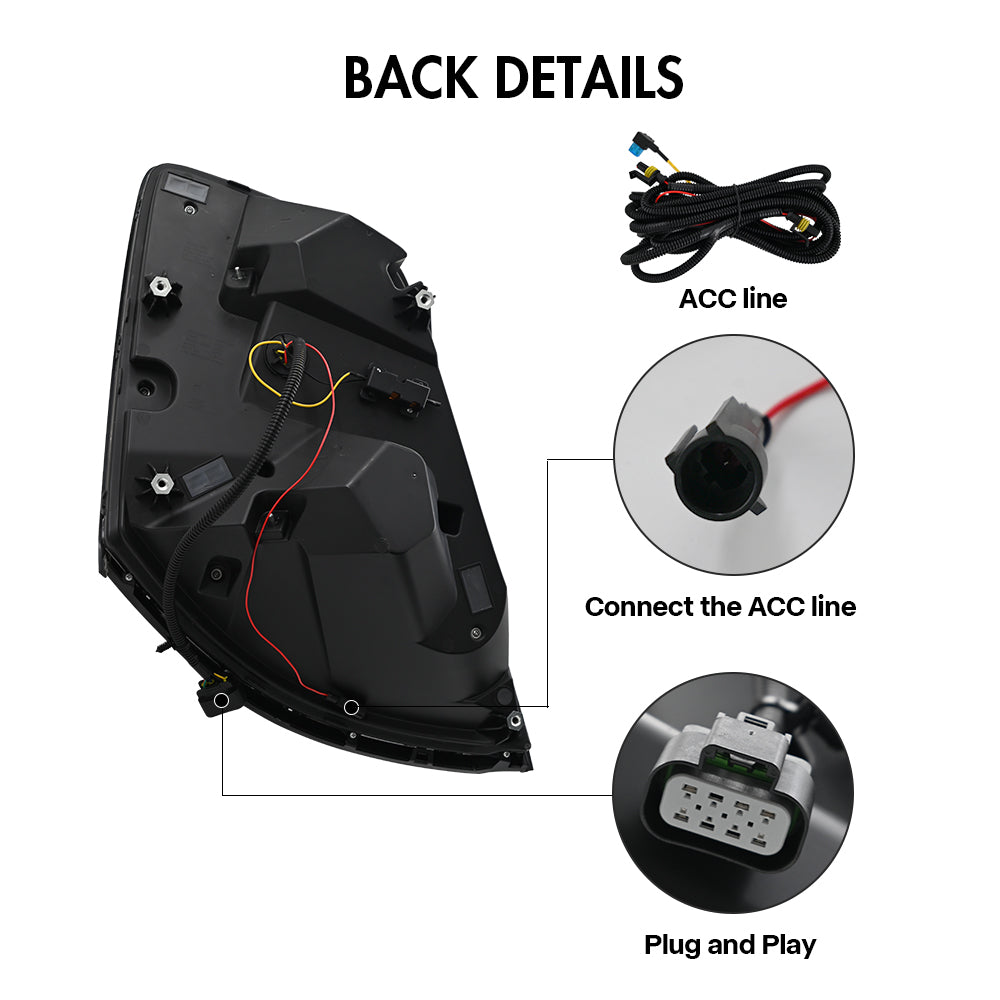 LV4LV TT-ABC Led Headlight for Volvo VNL 670 VNM 2004-2018/VN 2004-2015/Volv