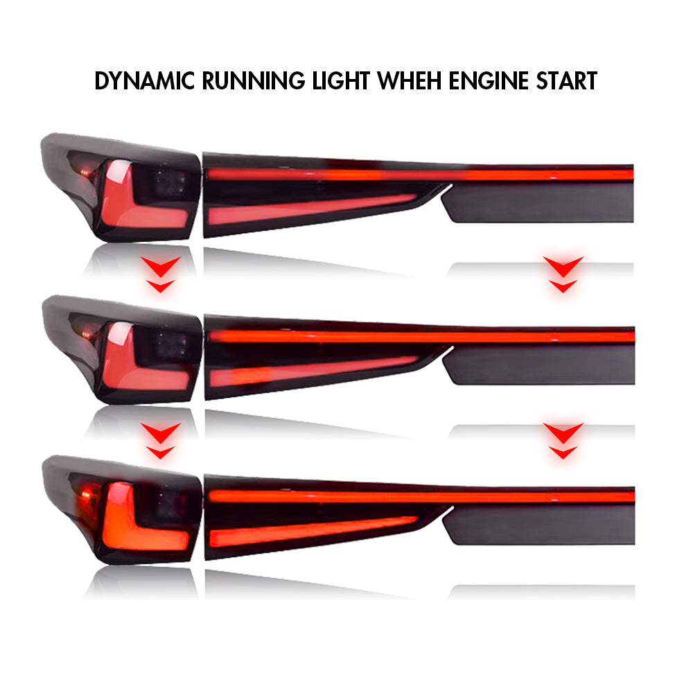 LED Tail Lights For 2014-2019 Toyota Highlander - Dynamic Sequential Turn Signals & Black Housing
