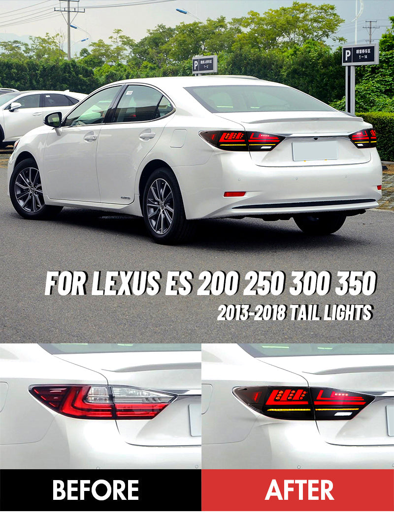 TT-ABC - Tail Lights For 2013-2018 Lexus ES350 ES300h Start-up Animation (Somked/Red)-Lexus-TT-ABC-TT-ABC