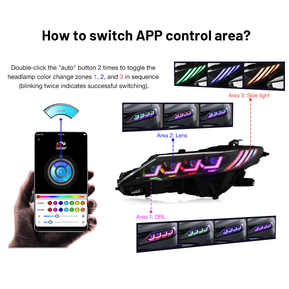 カラマ 　RGB LED ヘッドライト Amazon | ヘッドランプLED電球、H4 H7 LED RGBヘッドライト