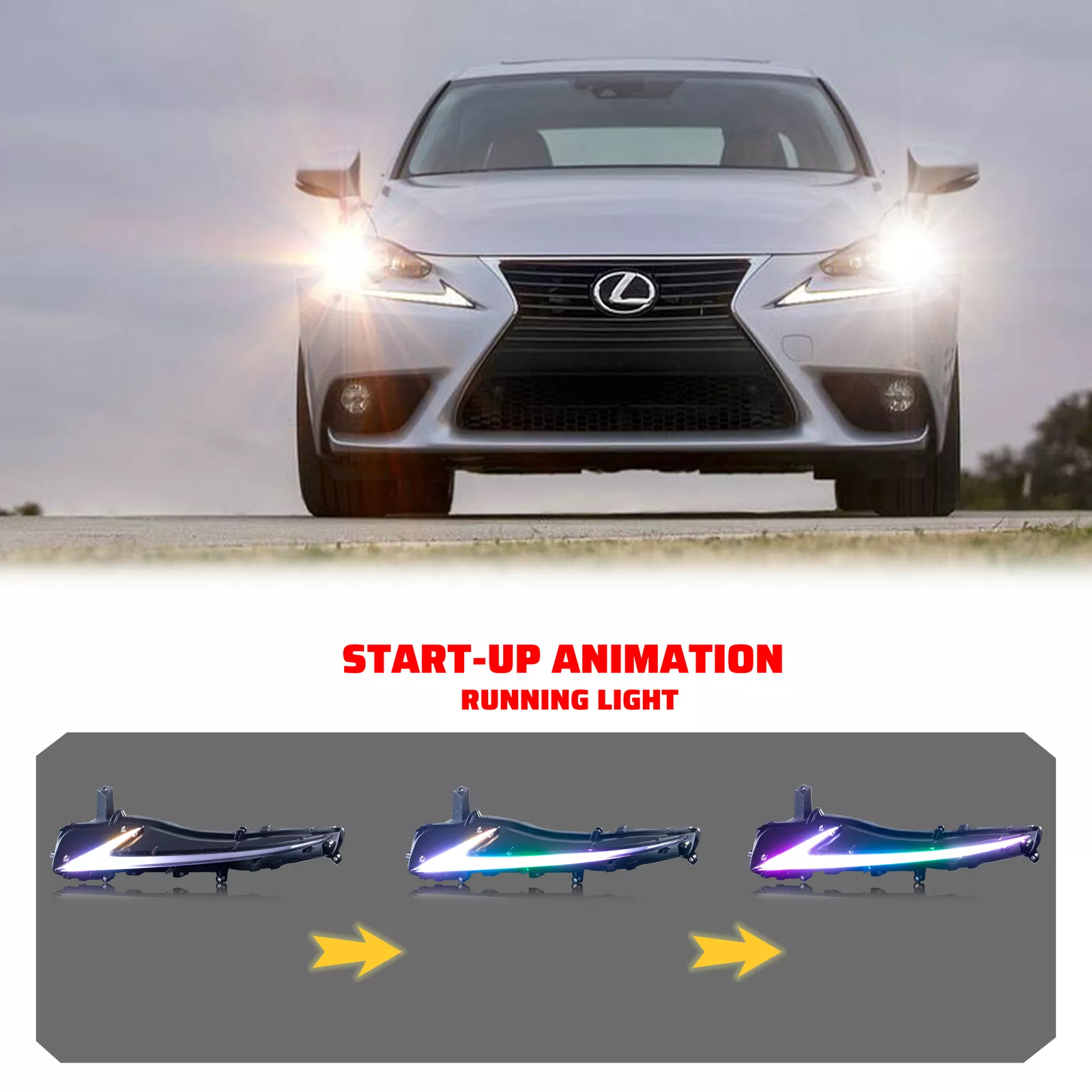 TT-ABC RGB Daytime Running Light for 2014-2020 Lexus IS250 IS350 IS200t IS300 W/Start up Animation With Sequential Turn Signal-Lexus-TT-ABC