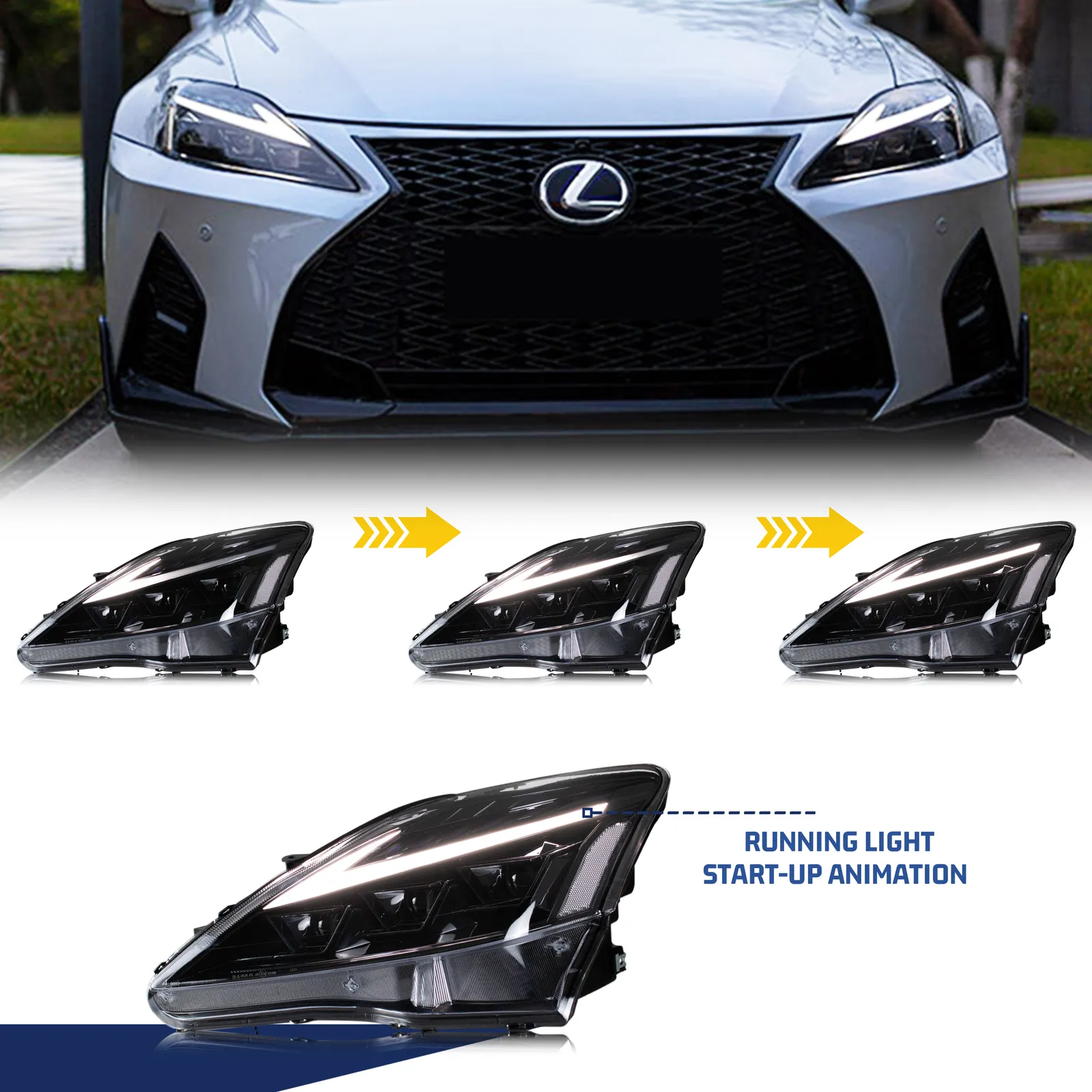 TT-ABC RGB Headlight for Lexus IS250/ IS250C IS350 IS350C IS220d 2006-2013, ISF 2008-2014 With DRL Start UP Animation & Sequential Indicator-Lexus-TT-ABC