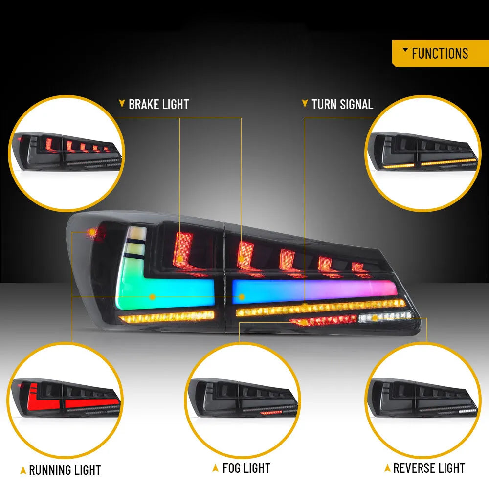 TT-ABC RGB Tail Light For 2006-2012 Lexus IS250 IS350 ISF LED Tail Light Sequential Signal Light-Lexus-TT-ABC