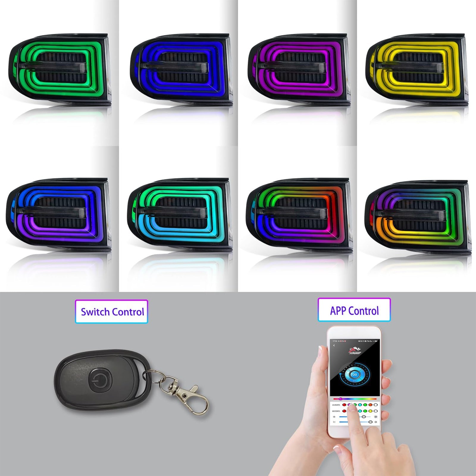 TT-ABC RGB Tail Lights For 2007-2021 Toyota FJ Cruiser Rear Lamps