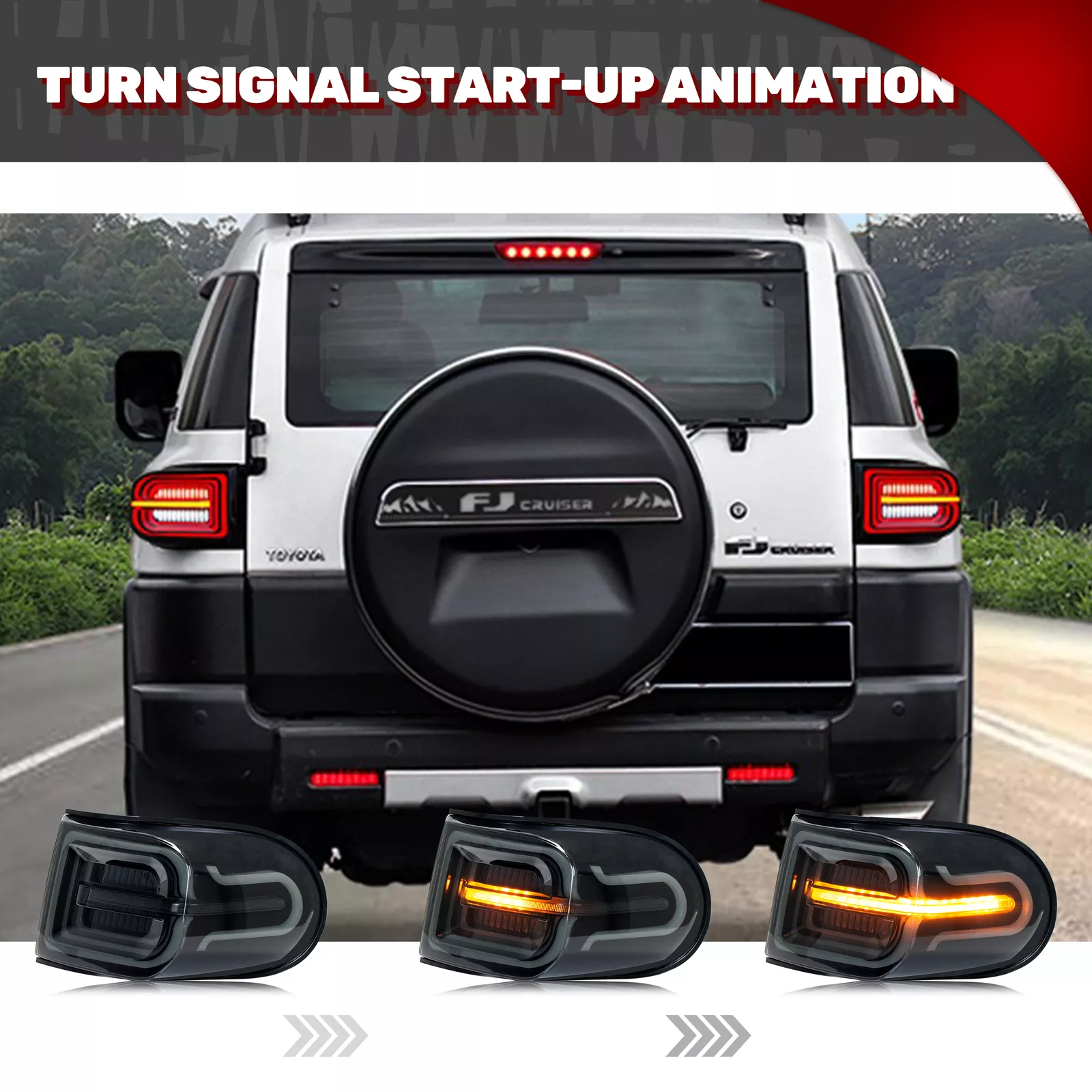 TT-ABC RGB Tail Lights for 2007-2020 Toyota FJ Cruiser Sequential Rear Lamps Assembly-Toyota-TT-ABC