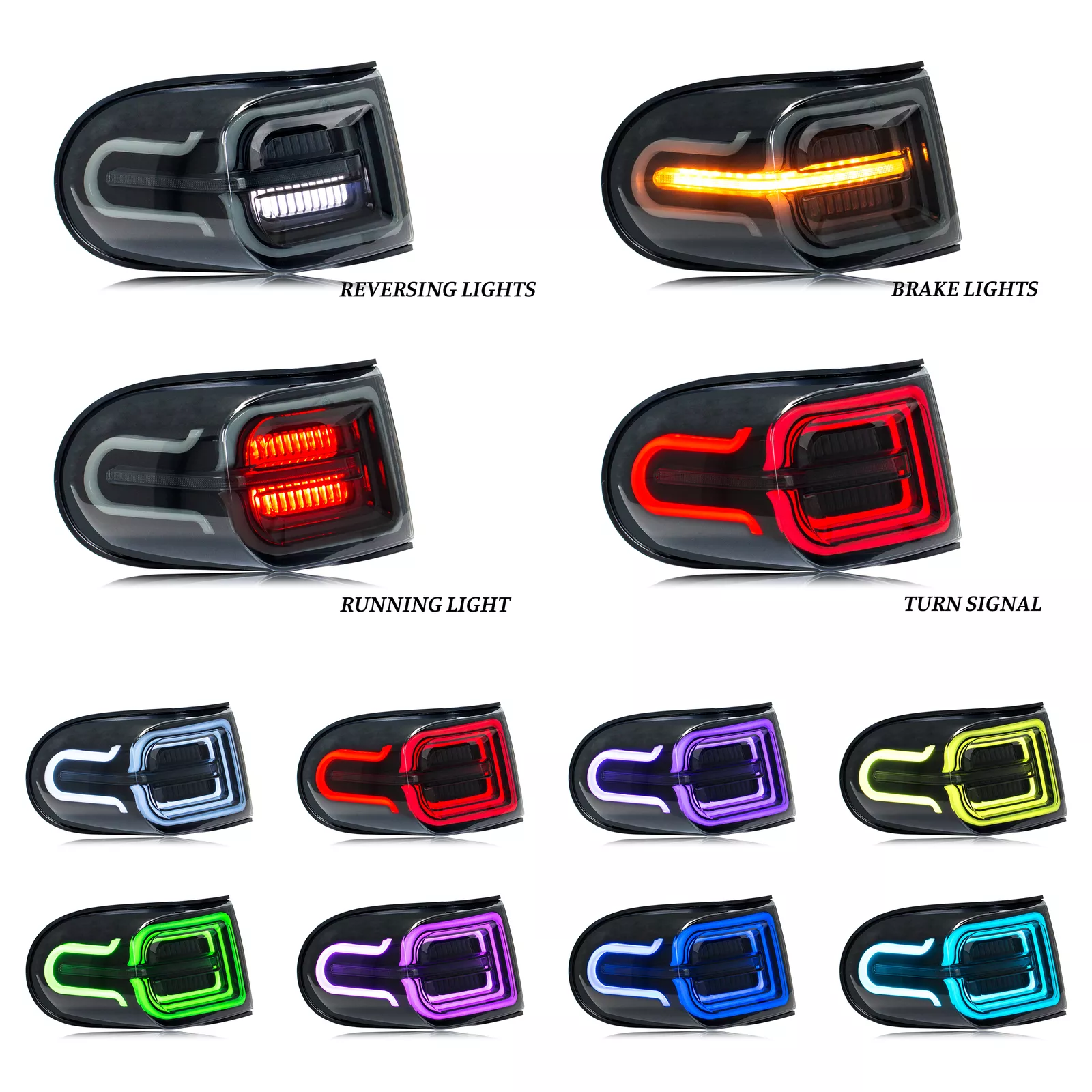 TT-ABC RGB Tail Lights for 2007-2020 Toyota FJ Cruiser Sequential Rear Lamps Assembly-Toyota-TT-ABC