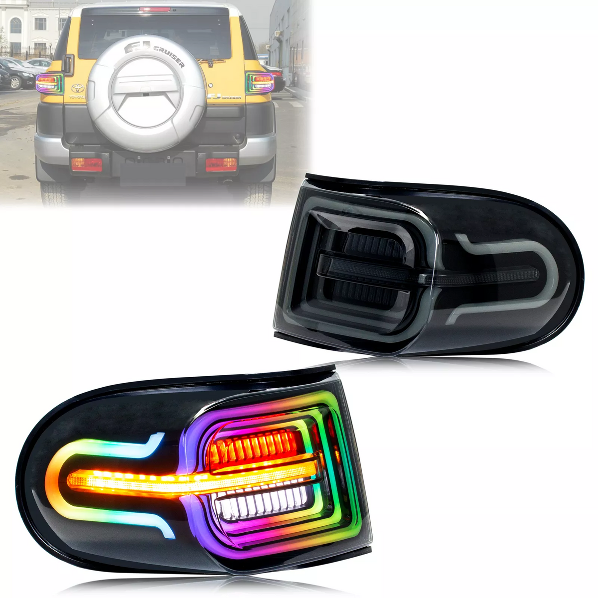 TT-ABC RGB Tail Lights for 2007-2020 Toyota FJ Cruiser Sequential Rear Lamps Assembly-Toyota-TT-ABC