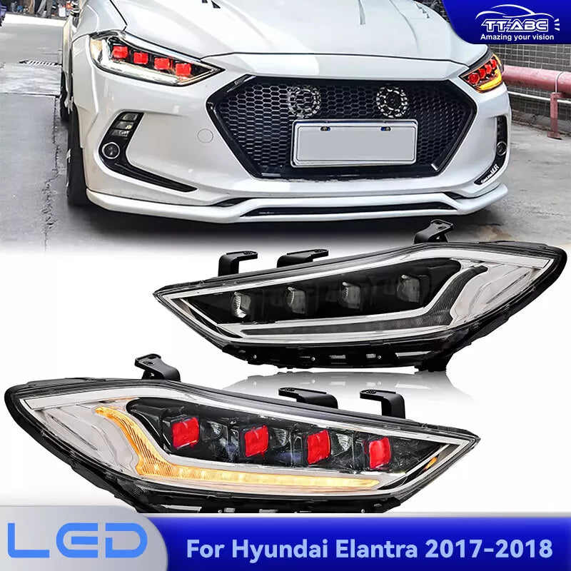 TT-ABC Devil eyes Headlight For 2017 2018 Hyundai Elantra Headlights With Dynamic Animation Lights