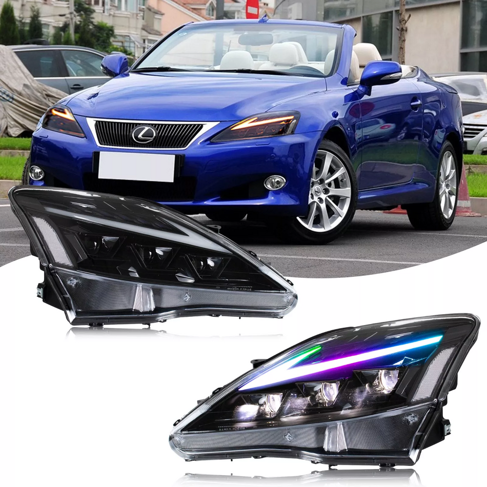 TT-ABC RGB Headlight for Lexus IS250/ IS250C IS350 IS350C IS220d 2006-2013, ISF 2008-2014 With DRL Start UP Animation & Sequential Indicator