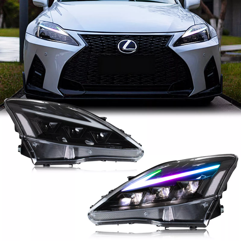 TT-ABC RGB Headlight for Lexus IS250/ IS250C IS350 IS350C IS220d 2006-2013, ISF 2008-2014 With DRL Start UP Animation & Sequential Indicator