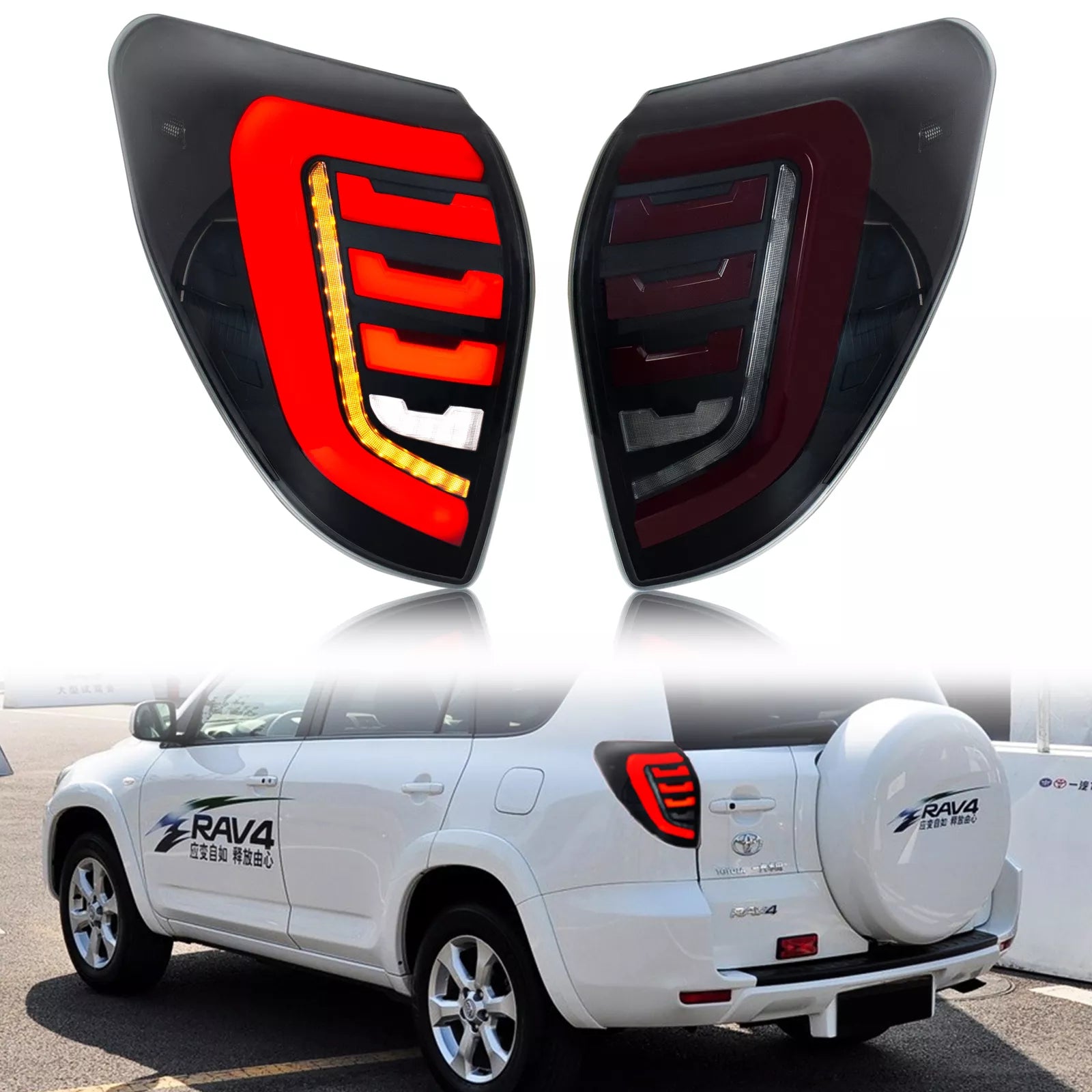 TT-ABC LED Tail Lights for 2009-2012 Toyota RAV4 Smoked Sequential Indicator Rear Lamps-Toyota-TT-ABC