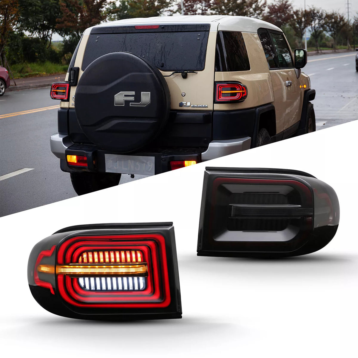 TT-ABC Smoked Tail Lights For 2007-2014 Toyota FJ Cruiser Rear Lamps Assembly-Toyota-TT-ABC