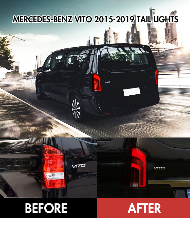 TT-ABC - LED Taillights For Mercedez Benz V-Class Vito W447 MPV 201-2019(Smoked/Red)-Mercedes-Benz-TT-ABC-TT-ABC