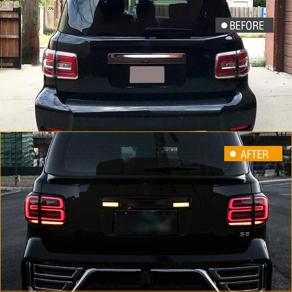 For 2017-2020 Nissan Armada/Patrol Tail lights 4 pieces Start-up Animation(Smoked)