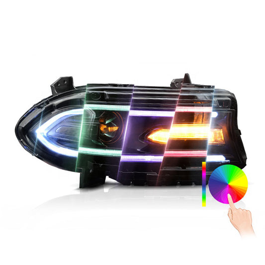 ل 2015-2020 دودج تشارجر RGB LED المصابيح الأمامية الجمعية مع إشارات بدوره تسلسل العارض الرسوم المتحركة الديناميكية