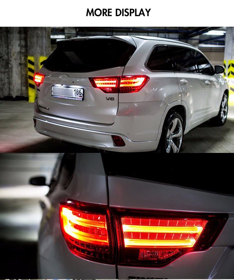 Para 2014-2019 Toyota Highlander LED luces traseras, montaje de luces traseras de animación de puesta en marcha (ahumado/rojo)