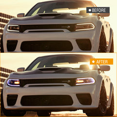 Para 2015-2020 Dodge Charger RGB Led Conjunto de faros con señales de giro secuenciales Proyector Animación dinámica