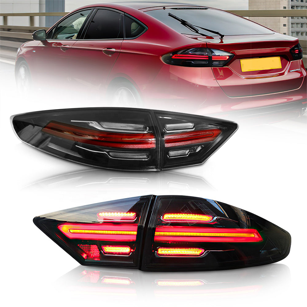 TT-ABC - LED Tail Lights For 2013-2016 Ford Fusion Mondeo Assembly Start-up Animation (Smoked/Red)-Ford-TT-ABC-TT-ABC