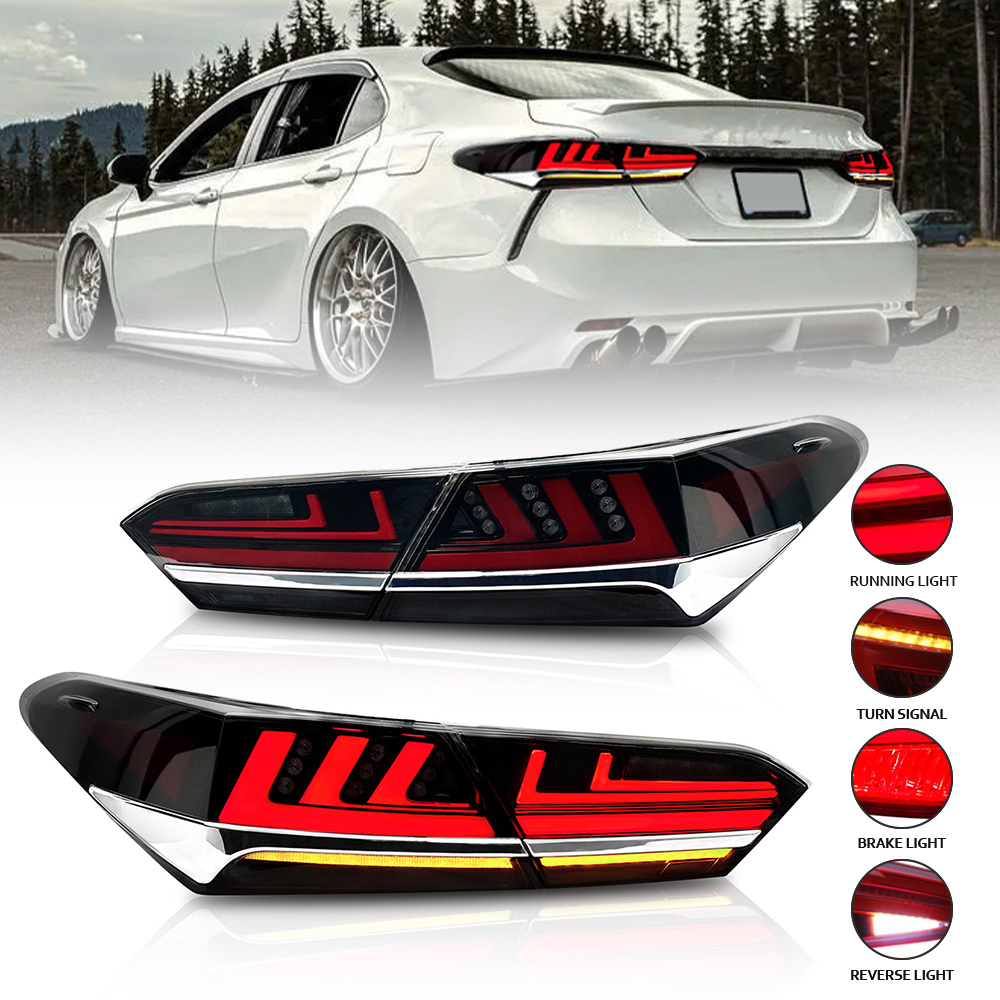 TT-ABC - For 2018-2022 Toyota Camry TailLights Assembly SE XSE LE Lexus Style(Smoked/Red/Clear)-Toyota-TT-ABC-TT-ABC