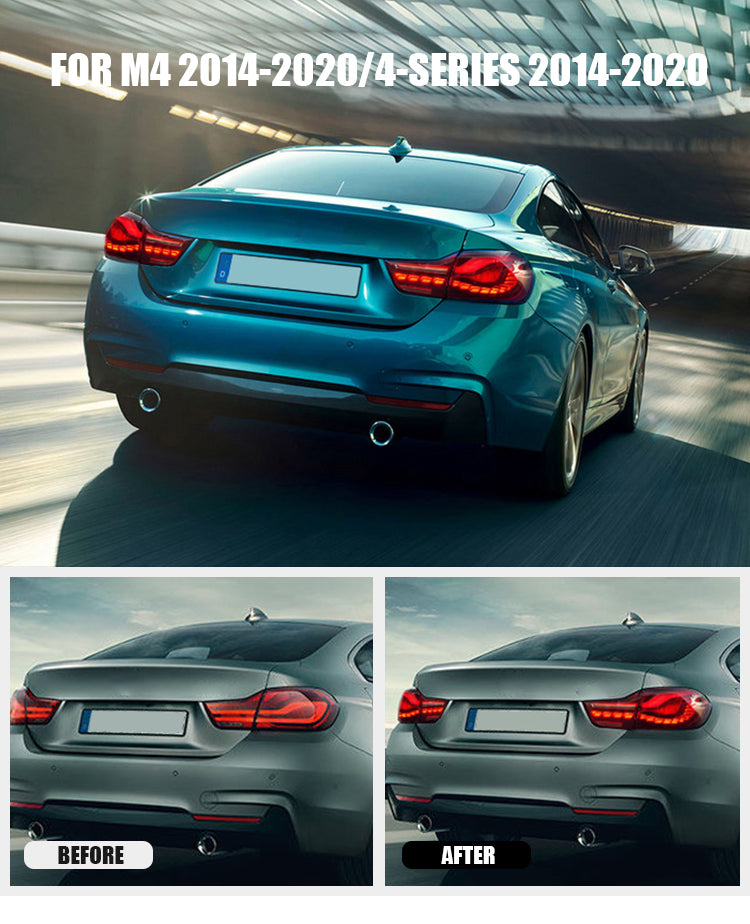 Feux Arrière Premium OLED pour BMW Série 4 (2013-2019) &amp; M4 GTS (2014-2018) (Fumé)