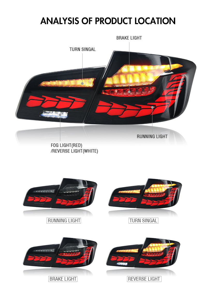TT-ABC - New Tail Lights For BMW 5 Series F10 F18 Led Tail Lights (Smoked/Red)-BMW-TT-ABC-TT-ABC