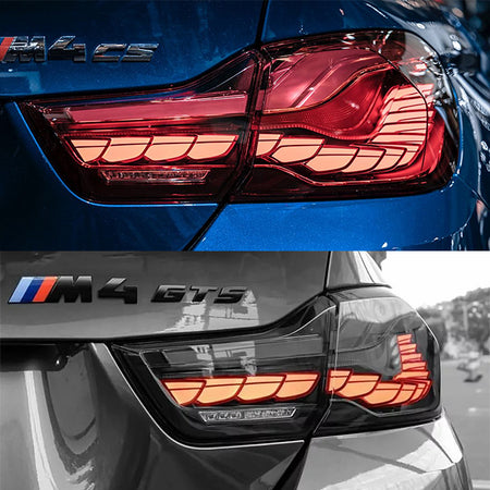 TT-ABC - LED Continuous Tail Lights for 2014-2020 BMW F32 F33 F82 F83 M4 4 Series Tail Lights - Dragon Scale (Smoked/Red)-BMW-TT-ABC-TT-ABC