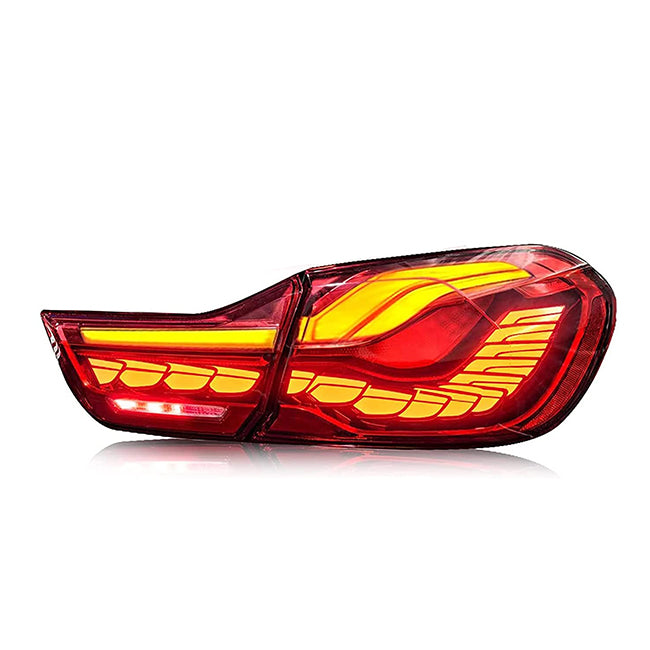 TT-ABC - LED Continuous Tail Lights for 2014-2020 BMW F32 F33 F82 F83 M4 4 Series Tail Lights - Dragon Scale (Smoked/Red)-BMW-TT-ABC-Red-55*46*23-TT-ABC