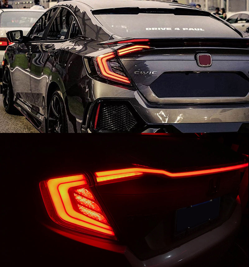 Para 2016-2021 Honda Civic Sedan 10th Gen Led Tail Lights Montagem