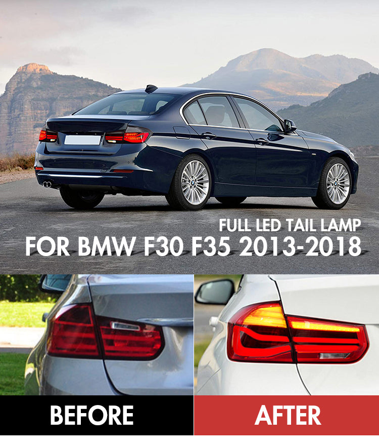TT-ABC - LED Sequential Tail Lights For BMW F30 F35 320i 328i 335i 2013-2018 (Smoked/Red)-BMW-TT-ABC-TT-ABC