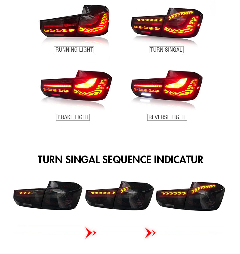 TT-ABC - LED Tail Lights For BMW 3-Series F30 F35 F80 M3 2013-2019 with Sequential Indicator-BMW-TT-ABC-TT-ABC