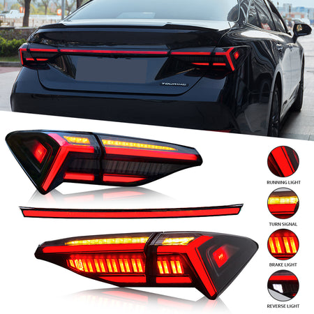 TT-ABC - Tail Lights for Toyota Avalon 2019 2020 2021 LED DRL Modified Lamp Car Light Assembly (SMOKE-with Spoiler Lights)-Toyota-TT-ABC-TT-ABC