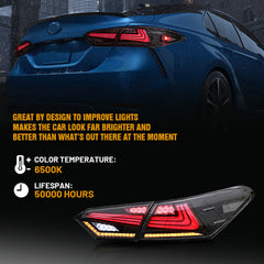 TT-ABC - New Accessories for 2018-2021 Toyota Camry Tail Light Assembly SE XSE LE Lexus Style Smoke Rear Led Lights Replacement Custom 8th Gen Taillight DRL Sequential Turn Signals Dynamic Startup Retrofit Lamp V4-Toyota-TT-ABC-TT-ABC