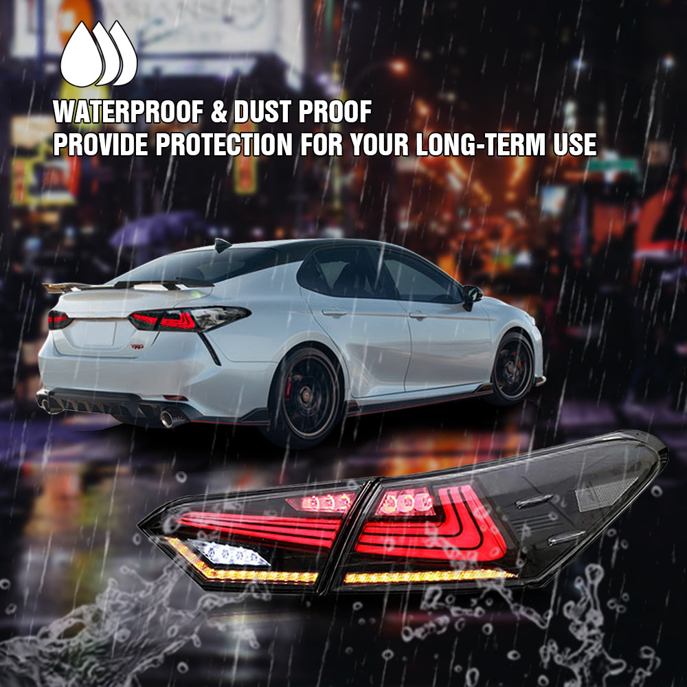 TT-ABC - New Accessories for 2018-2021 Toyota Camry Tail Light Assembly SE XSE LE Lexus Style Smoke Rear Led Lights Replacement Custom 8th Gen Taillight DRL Sequential Turn Signals Dynamic Startup Retrofit Lamp V4-Toyota-TT-ABC-TT-ABC